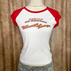 Vintage Y2K KIIS FM All American Wango Tango Baby Tee Raglan Sleeve 2002 Indie